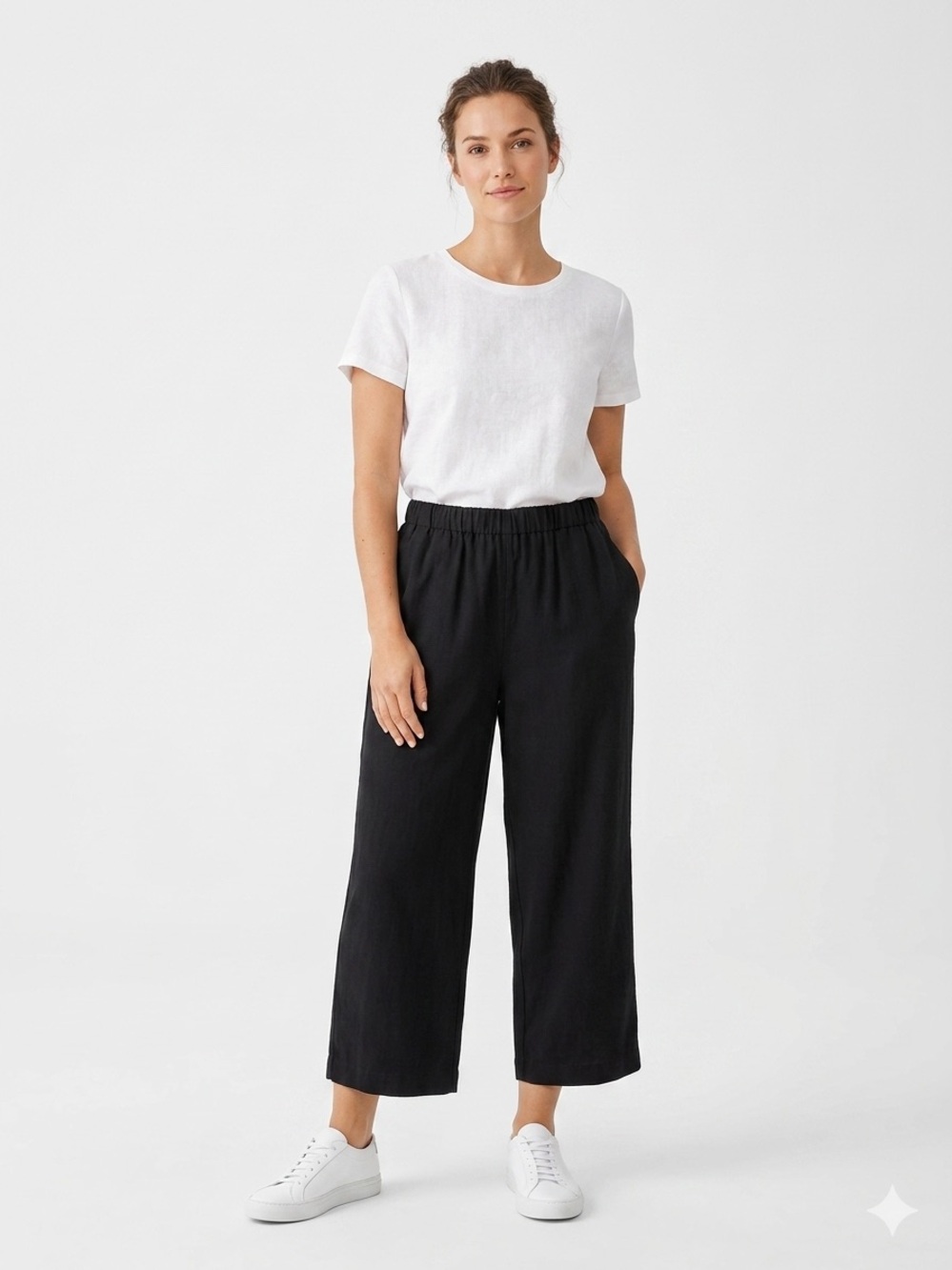 Jessica Simpson Black Wide-Leg Elastic Waist  Gauzy Pants